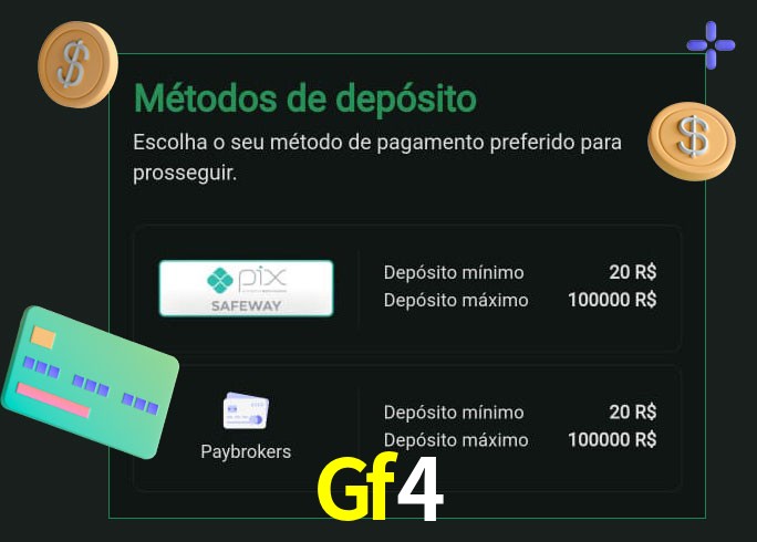 O cassino Gf4 oferece uma grande variedade de métodos de pagamento
